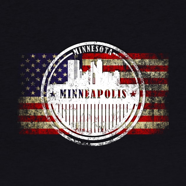 Minneapolis City  silhouette with  US flag by DimDom